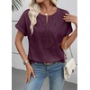 image:imageEVALESS Womens Tops Summer Trendy Dressy Casual Boho V Neck Short Sleeve Shirts Work Business Cute Loose BlousesPlum