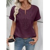 image:imageEVALESS Womens Tops Summer Trendy Dressy Casual Boho V Neck Short Sleeve Shirts Work Business Cute Loose BlousesPlum