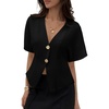 image:imageEVALESS Blouses for Women Dressy Casual Summer Button Down Shirts Short Sleeve Business Work Tops