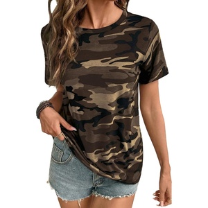 image:imageEVALESS Womens Summer Tops Casual Graphic Tees Crewneck Short Sleeve Shirts Spring 2026 Fashion T Shirts6a Red Brown Camo