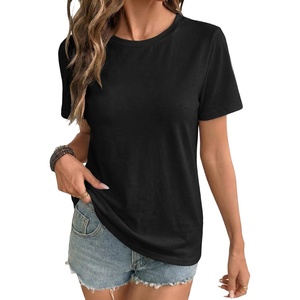 image:imageEVALESS Womens Summer Tops Casual Graphic Tees Crewneck Short Sleeve Shirts Spring 2026 Fashion T ShirtsY Black