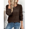 image:imageEVALESS Womens Soft Long Sleeve Blouses Crewneck Pullover Tops Business Casual Batwing Knitted Oversized Outfits 2026Brown