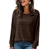 image:imageEVALESS Womens Soft Long Sleeve Blouses Crewneck Pullover Tops Business Casual Batwing Knitted Oversized Outfits 2026Brown
