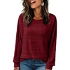 image:imageEVALESS Womens Soft Long Sleeve Blouses Crewneck Pullover Tops Business Casual Batwing Knitted Oversized Outfits 2026Red