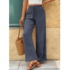 image:imageEVALESS Womens Beach Pants Summer Boho Drawstring Elastic Waist Hollow Out Textured Wide Leg Vacation ClothesSleet
