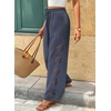 image:imageEVALESS Womens Beach Pants Summer Boho Drawstring Elastic Waist Hollow Out Textured Wide Leg Vacation ClothesSleet