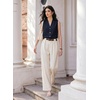 image:imageEVALESS Blouses for Women Dressy Casual Summer Button Down Shirts Business Work Sleeveless Tank TopsDirty Blue