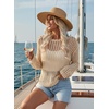 image:imageEVALESS Off The Shoulder Loose Knit Summer Sweater for Women Beach Vacation Clothes for Women Trendy 2026A Beige