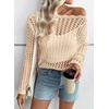 image:imageEVALESS Off The Shoulder Loose Knit Summer Sweater for Women Beach Vacation Clothes for Women Trendy 2026A Beige