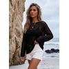 image:imageEVALESS Off The Shoulder Loose Knit Summer Sweater for Women Beach Vacation Clothes for Women Trendy 2026A Black