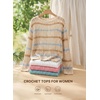 image:imageEVALESS Off The Shoulder Loose Knit Summer Sweater for Women Beach Vacation Clothes for Women Trendy 2026Apricot Stripe