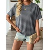 image:imageEVALESS Womens Camo Shirt Summer Graphic Tee Crewneck Short Sleeve Oversized Maple Leaf Camouflage Print TopsBlue Stripe