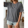 image:imageEVALESS Womens Camo Shirt Summer Graphic Tee Crewneck Short Sleeve Oversized Maple Leaf Camouflage Print TopsBlue Stripe