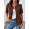 image:imageEVALESS Wool Blend Cardigan Sweaters for Women Lightweight Short Sleeve Cardigans Summer Outfits Trendy Button Down SweaterCoffee