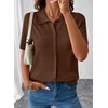 image:imageEVALESS Wool Blend Cardigan Sweaters for Women Lightweight Short Sleeve Cardigans Summer Outfits Trendy Button Down SweaterCoffee
