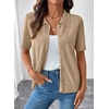 image:imageEVALESS Wool Blend Cardigan Sweaters for Women Lightweight Short Sleeve Cardigans Summer Outfits Trendy Button Down SweaterOatmeal