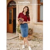 image:imageEVALESS Wool Blend Cardigan Sweaters for Women Lightweight Short Sleeve Cardigans Summer Outfits Trendy Button Down SweaterRed