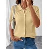 image:imageEVALESS Wool Blend Cardigan Sweaters for Women Lightweight Short Sleeve Cardigans Summer Outfits Trendy Button Down SweaterYellow