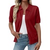 image:imageEVALESS Wool Blend Cardigan Sweaters for Women Lightweight Short Sleeve Cardigans Summer Outfits Trendy Button Down SweaterRed