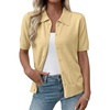 image:imageEVALESS Wool Blend Cardigan Sweaters for Women Lightweight Short Sleeve Cardigans Summer Outfits Trendy Button Down SweaterYellow
