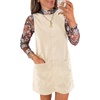 image:imageEVALESS Fall Dresses for Women 2026 Casual Corduroy Overall Dress Sleeveless Pinafore Mini Dress Jumper Dresses with PocketsBeige