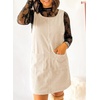 image:imageEVALESS Fall Dresses for Women 2026 Casual Corduroy Overall Dress Sleeveless Pinafore Mini Dress Jumper Dresses with PocketsBeige