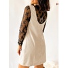 image:imageEVALESS Fall Dresses for Women 2026 Casual Corduroy Overall Dress Sleeveless Pinafore Mini Dress Jumper Dresses with PocketsBeige