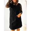 image:imageEVALESS Fall Dresses for Women 2026 Casual Corduroy Overall Dress Sleeveless Pinafore Mini Dress Jumper Dresses with PocketsBlack