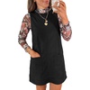 image:imageEVALESS Fall Dresses for Women 2026 Casual Corduroy Overall Dress Sleeveless Pinafore Mini Dress Jumper Dresses with PocketsBlack