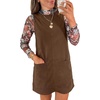 image:imageEVALESS Fall Dresses for Women 2026 Casual Corduroy Overall Dress Sleeveless Pinafore Mini Dress Jumper Dresses with PocketsBrown