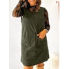 image:imageEVALESS Fall Dresses for Women 2026 Casual Corduroy Overall Dress Sleeveless Pinafore Mini Dress Jumper Dresses with PocketsGreen