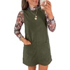 image:imageEVALESS Fall Dresses for Women 2026 Casual Corduroy Overall Dress Sleeveless Pinafore Mini Dress Jumper Dresses with PocketsGreen