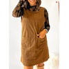 image:imageEVALESS Fall Dresses for Women 2026 Casual Corduroy Overall Dress Sleeveless Pinafore Mini Dress Jumper Dresses with PocketsYellow