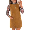 image:imageEVALESS Fall Dresses for Women 2026 Casual Corduroy Overall Dress Sleeveless Pinafore Mini Dress Jumper Dresses with PocketsYellow