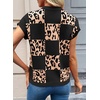 image:imageEVALESS Sweater Vest Women Short Sleeve Leopard Print Tops Fall Clothes  Womens Sweaters Crewneck Color Block Lightweight Casual 2026Black