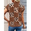 image:imageEVALESS Sweater Vest Women Short Sleeve Leopard Print Tops Fall Clothes  Womens Sweaters Crewneck Color Block Lightweight Casual 2026Coffee