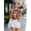 image:imageEVALESS Sweater Vest Women Short Sleeve Leopard Print Tops Fall Clothes  Womens Sweaters Crewneck Color Block Lightweight Casual 2026Coffee