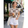 image:imageEVALESS Sweater Vest Women Short Sleeve Leopard Print Tops Fall Clothes  Womens Sweaters Crewneck Color Block Lightweight Casual 2026Light Grey