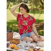 image:imageEVALESS Sweater Vest Women Short Sleeve Leopard Print Tops Fall Clothes  Womens Sweaters Crewneck Color Block Lightweight Casual 2026Red