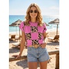 image:imageEVALESS Sweater Vest Women Short Sleeve Leopard Print Tops Fall Clothes  Womens Sweaters Crewneck Color Block Lightweight Casual 2026Sachet Pink
