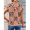 image:imageEVALESS Sweater Vest Women Short Sleeve Leopard Print Tops Fall Clothes  Womens Sweaters Crewneck Color Block Lightweight Casual 2026Sepia Rose