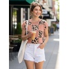 image:imageEVALESS Sweater Vest Women Short Sleeve Leopard Print Tops Fall Clothes  Womens Sweaters Crewneck Color Block Lightweight Casual 2026Sepia Rose