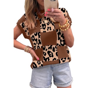 image:imageEVALESS Sweater Vest Women Short Sleeve Leopard Print Tops Fall Clothes  Womens Sweaters Crewneck Color Block Lightweight Casual 2026Coffee