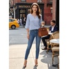 image:imageEVALESS 34 Length Sleeve Womens Tops Summer Boho Lace V Neck Shirts Trendy Dressy Casual Work Cute Blouses Vacation ClothesBeau Blue