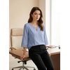 image:imageEVALESS 34 Length Sleeve Womens Tops Summer Boho Lace V Neck Shirts Trendy Dressy Casual Work Cute Blouses Vacation ClothesBeau Blue