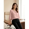 image:imageEVALESS 34 Length Sleeve Womens Tops Summer Boho Lace V Neck Shirts Trendy Dressy Casual Work Cute Blouses Vacation ClothesFushia