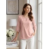 image:imageEVALESS 34 Length Sleeve Womens Tops Summer Boho Lace V Neck Shirts Trendy Dressy Casual Work Cute Blouses Vacation ClothesFushia