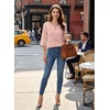 image:imageEVALESS 34 Length Sleeve Womens Tops Summer Boho Lace V Neck Shirts Trendy Dressy Casual Work Cute Blouses Vacation ClothesFushia