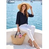 image:imageEVALESS 34 Length Sleeve Womens Tops Summer Boho Lace V Neck Shirts Trendy Dressy Casual Work Cute Blouses Vacation ClothesNavy Blue