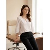 image:imageEVALESS 34 Length Sleeve Womens Tops Summer Boho Lace V Neck Shirts Trendy Dressy Casual Work Cute Blouses Vacation ClothesOatmeal